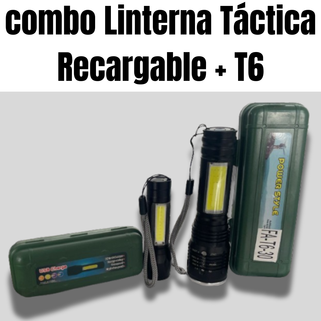 combo Linterna Táctica Recargable + T6